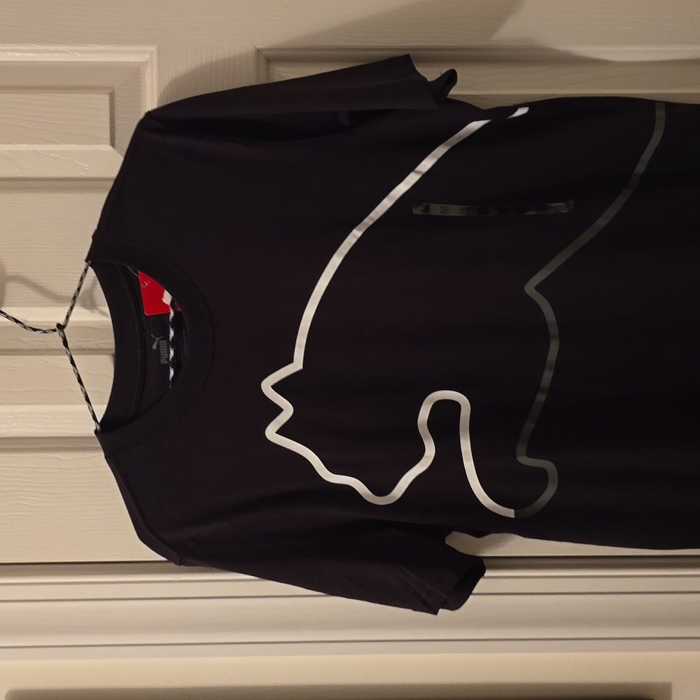PUMA BRAND SIGNATURE MEN'S BLACK SHORT SLEEVE TEE-SHIRT SIZE MEDIUM